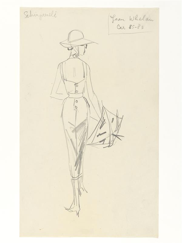 Modetekening van jurk Schiaparelli