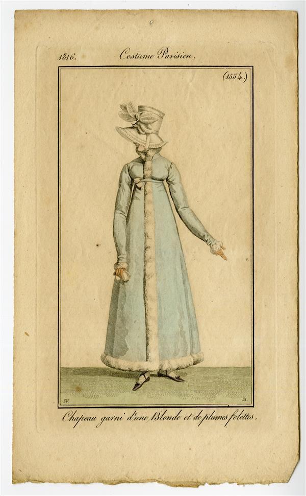 Costume Parisien 'Chapeau garni d'une Blonde et de plumes folettes'