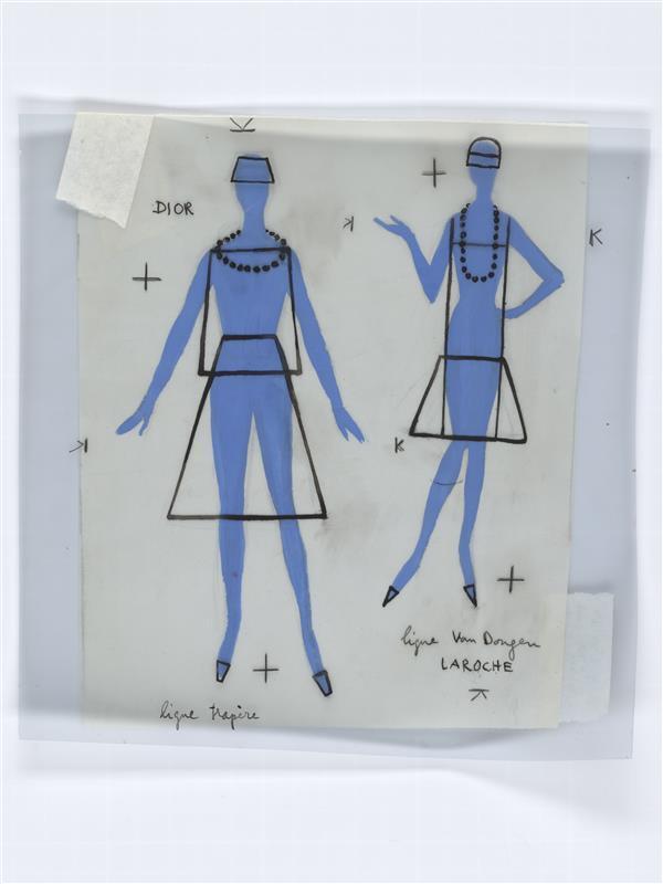 Illustratie van twee vrouwensilhouetten in Laroche en Dior