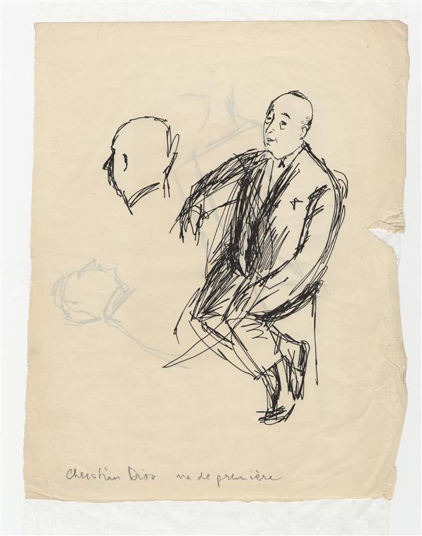 Twee schetsen van Christian Dior