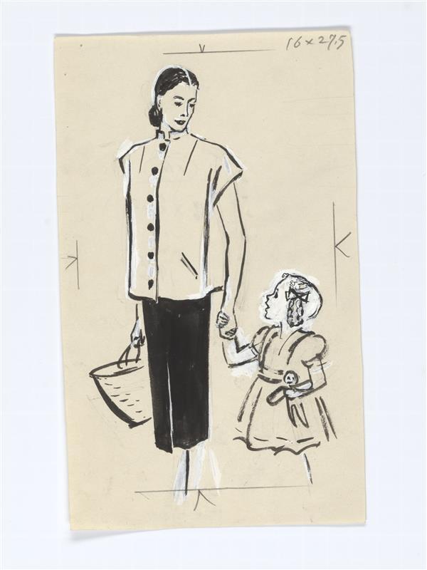 Illustratie van vrouw met klein meisje aan de hand