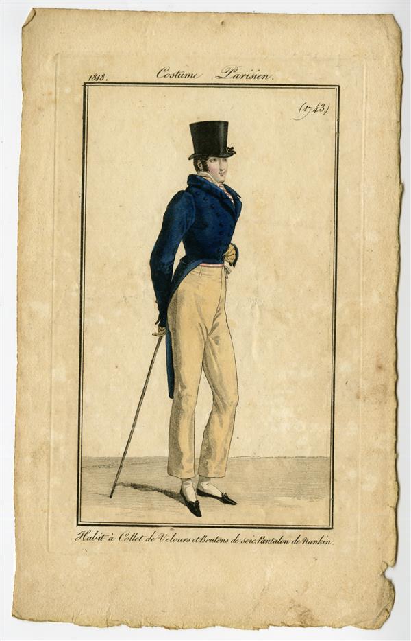 Costume Parisien 'Habit à Collet de Velours et Boutons de soie. Pantalon de nankin'