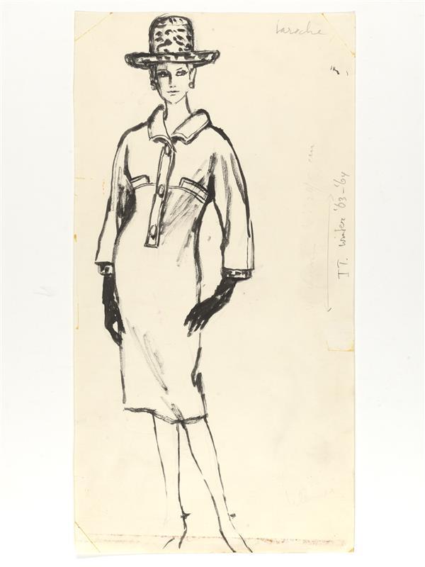 Modetekening van jurk Laroche