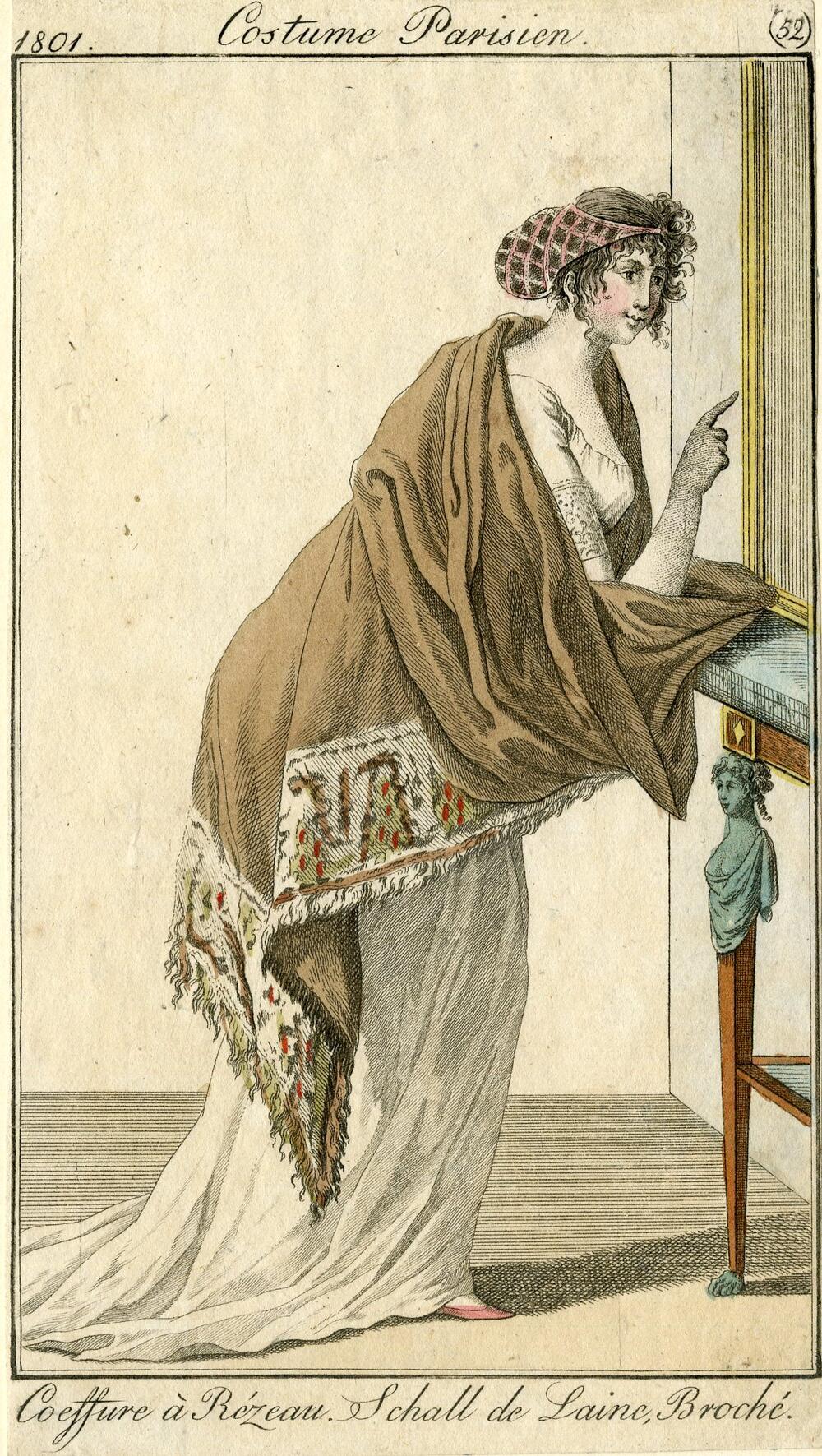 Costume Parisien 'coeffure à Rezeau, Schall de Laine Broché'