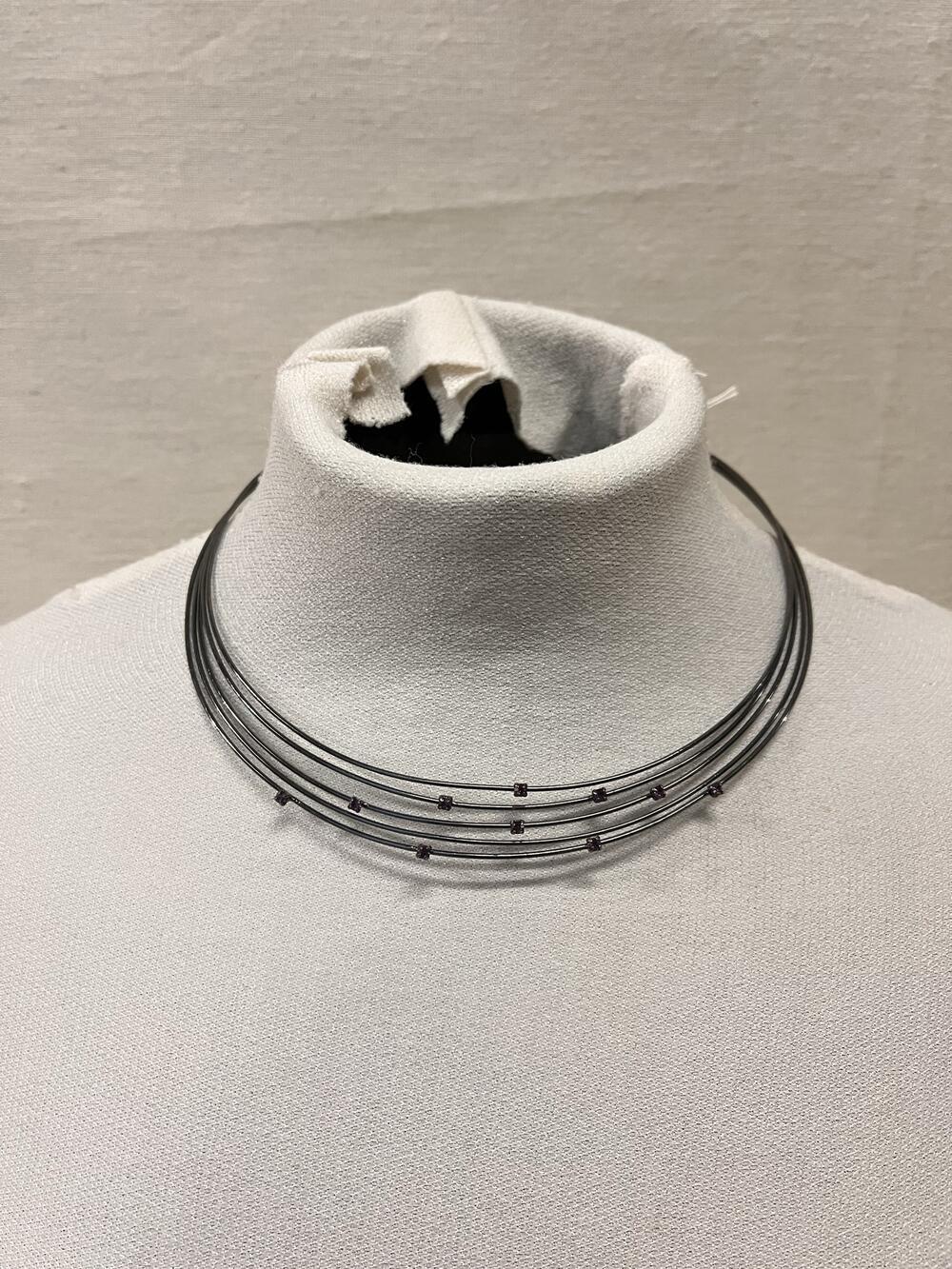 Ketting, paars met glitters