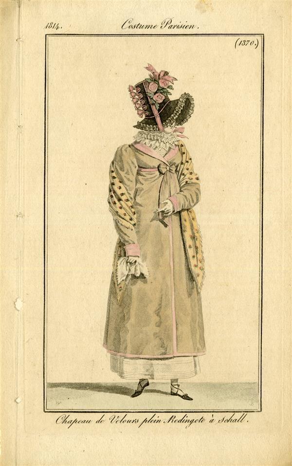 Costume Parisien 'Chapeau de Velours plein. Redingote à schall'