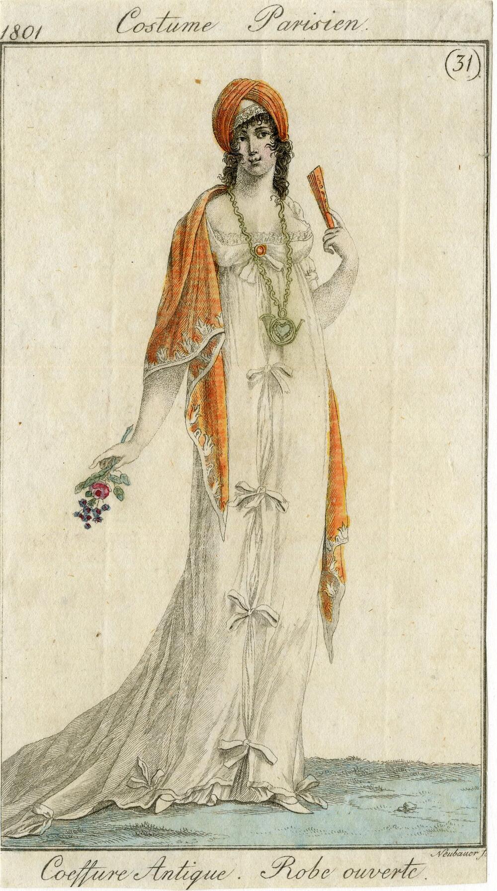 Costume Parisien 'Coeffure Antique. Robe ouverte'
