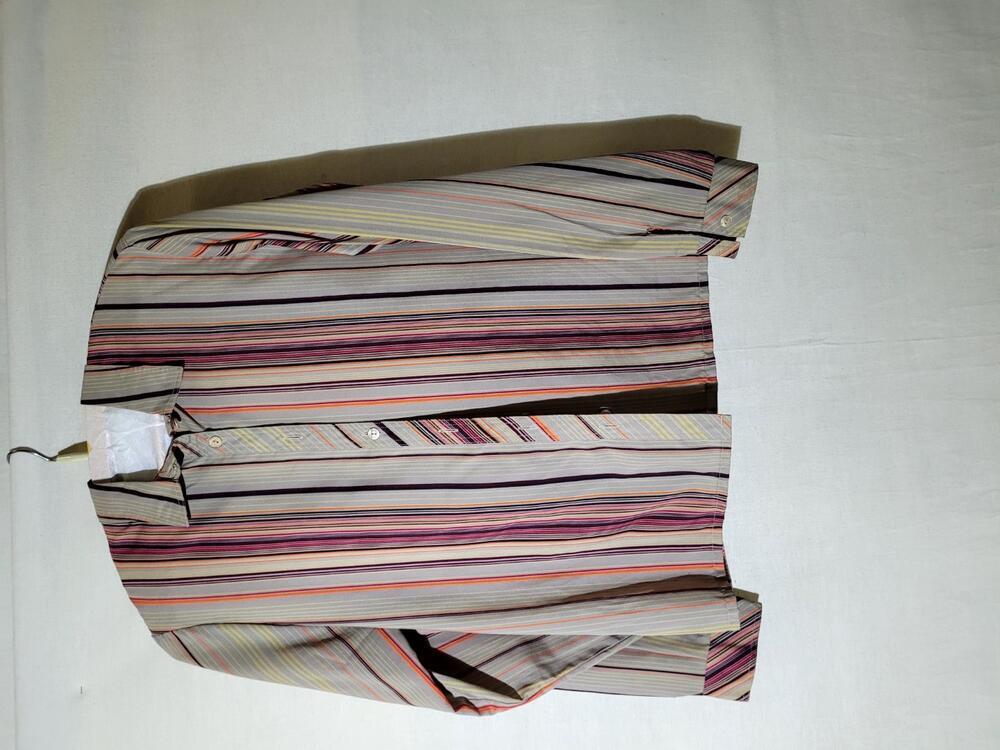 Blouse, grijs/paars/rood/oranje/geel/zwart gestreept polyester