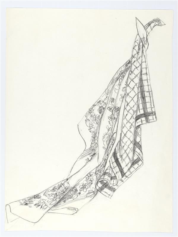 Modetekening van twee shawls Hirsch & Cie