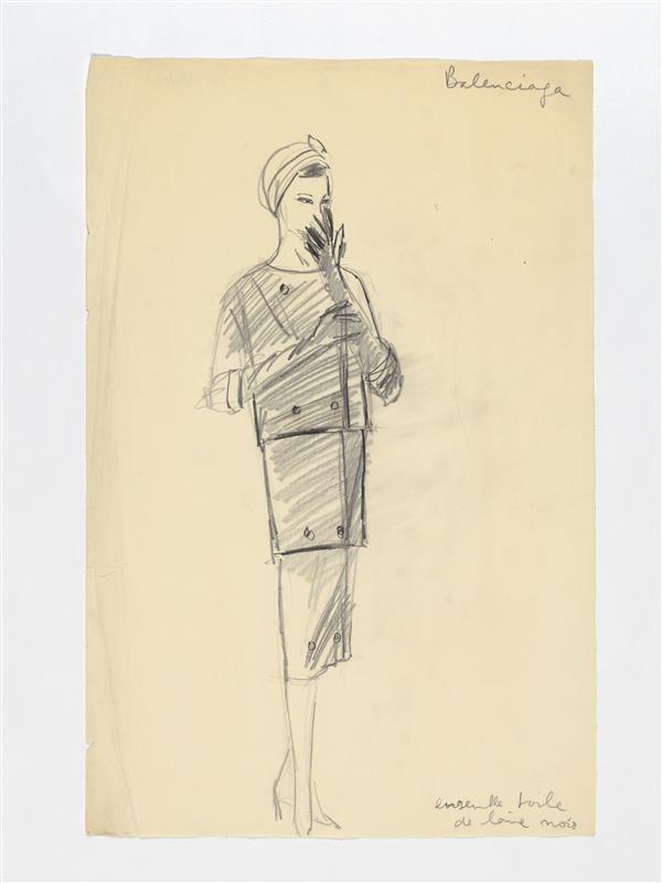 Balenciaga - ensemble (rok met jasje van zwart linnen)