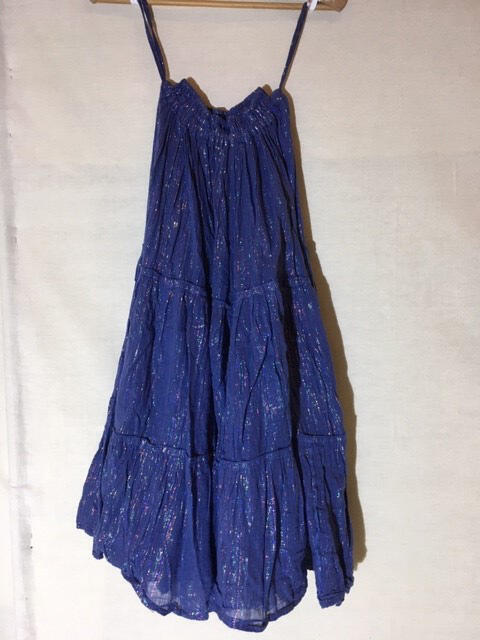Rok, blauw katoen met lurexstreepjes