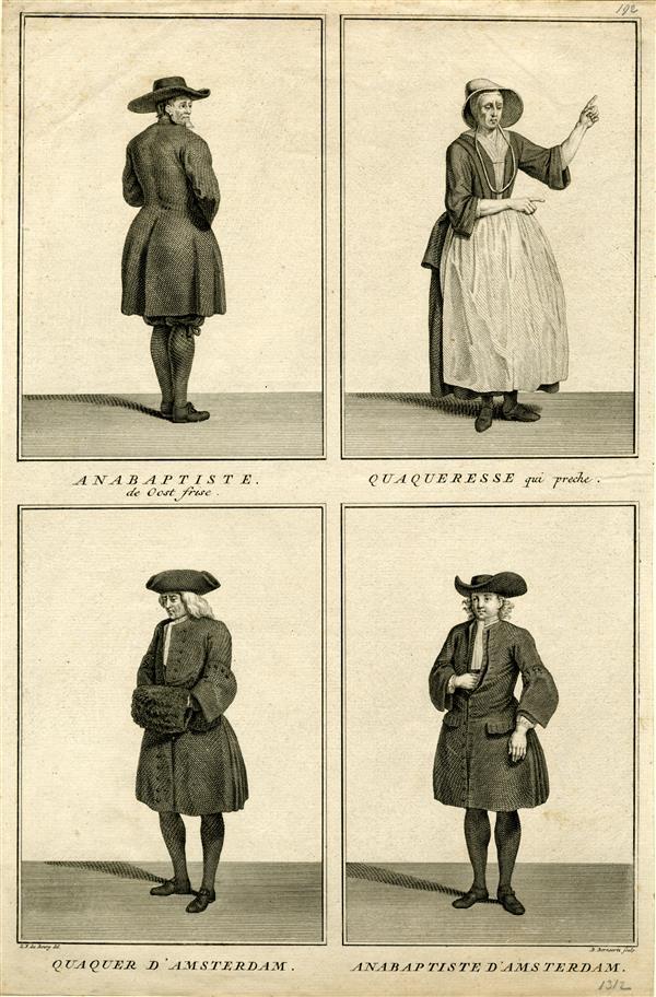 Anabaptiste de Oost frise, Quaqueresse qui preche, Quaquer d'Amsterdam, Anabaptiste d'Amsterdam