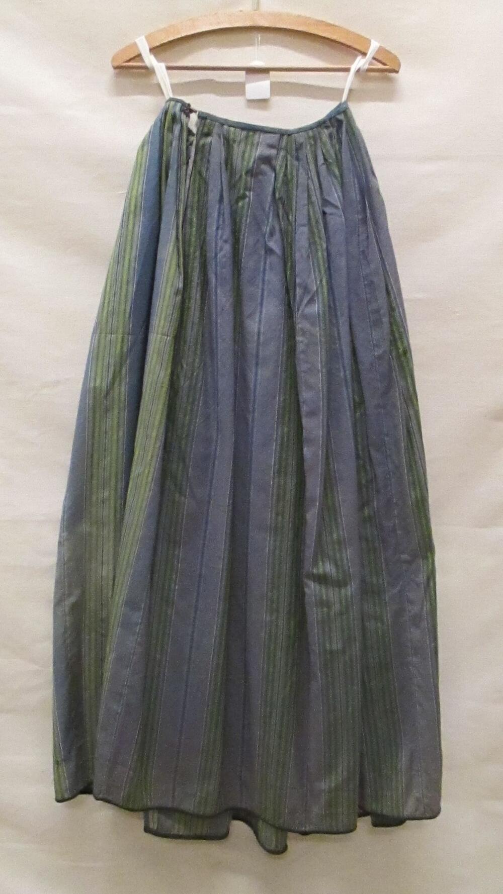 Rok of onderrok van gestreepte wol in grijs/blauw, groen, lichtgroen, donkerblauw, wit en zwart,…