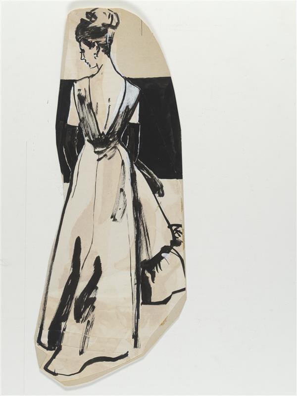 Modetekening van avondjurk Givenchy