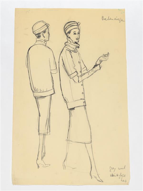 Balenciaga - een tuniek (van grijze wollen stof)