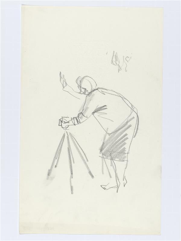 Illustratie van vrouw, naar camera gebogen