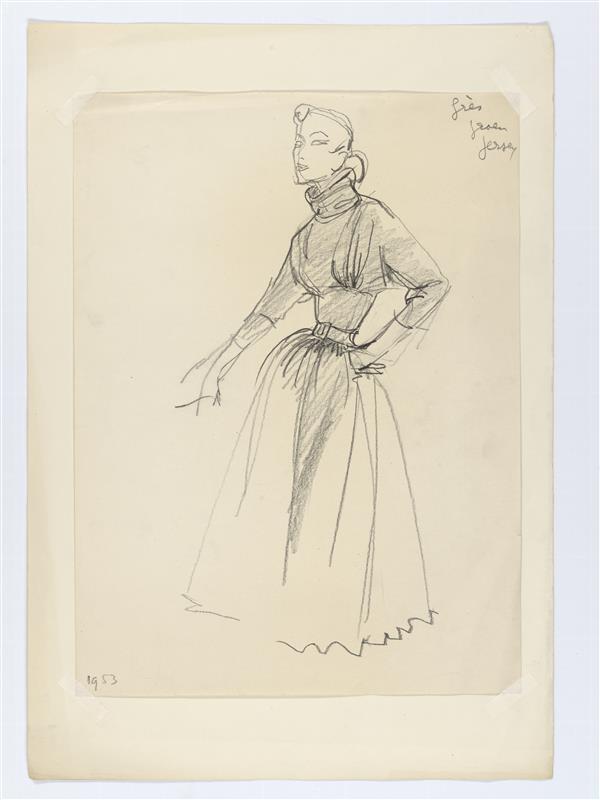 Modetekening van jurk Madame Grès