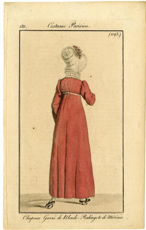 Costume Parisien 'Chapeau Garni de Blonde. Redingote de Mérinos'