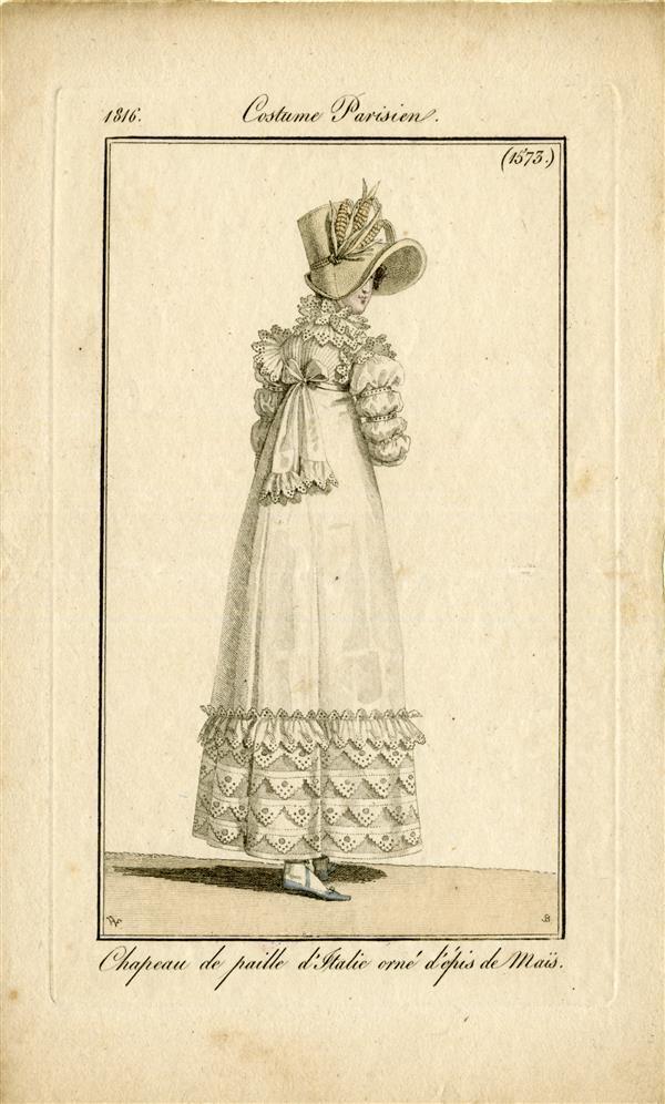 Costume Parisien 'Chapeau de paille d'Italie orné d'épis de Maïs'