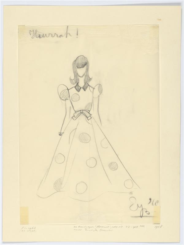 Ontwerp schets avondjapon "Hourrah" 1968