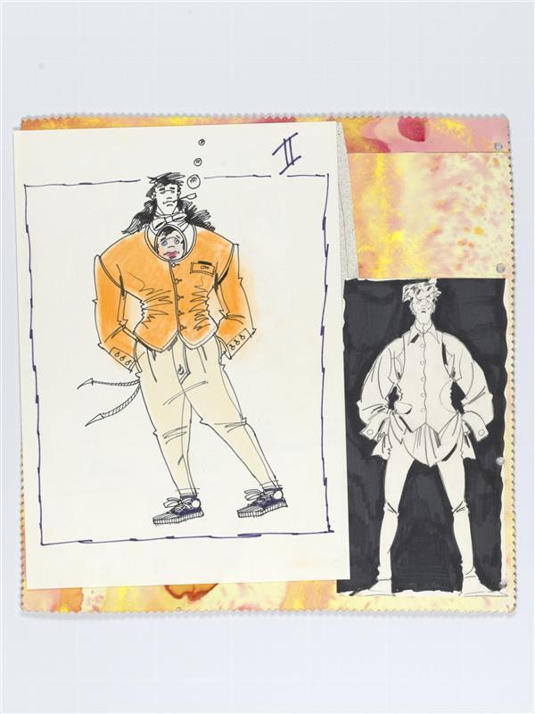 Collage van twee zwart/wit tekeningen