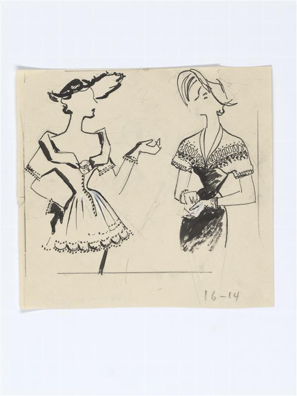 Illustratie van twee vrouwen met kaphoeden