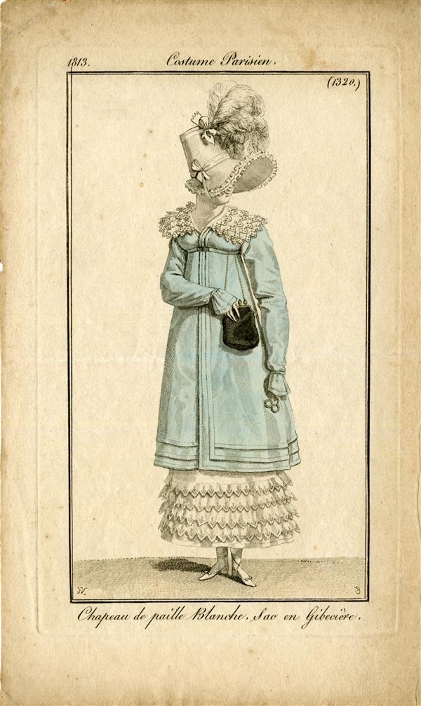 Costume Parisien 'Chapeau de paille Blanche. Sac en Gibecière'