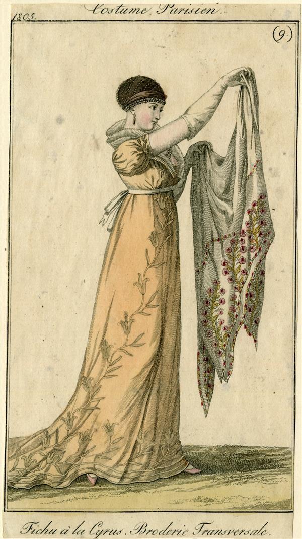 Costume Parisien 'Fichu à la Cyrus. Broderie Transversale'