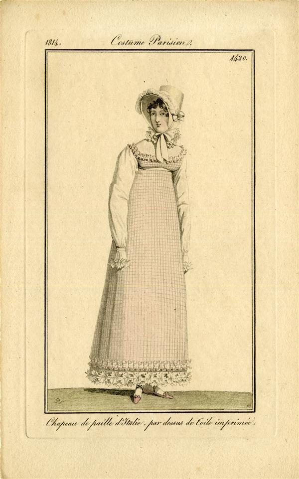 Costume Parisien 'Chapeau de paille d'Italie, par dessus de Toile imprimée'