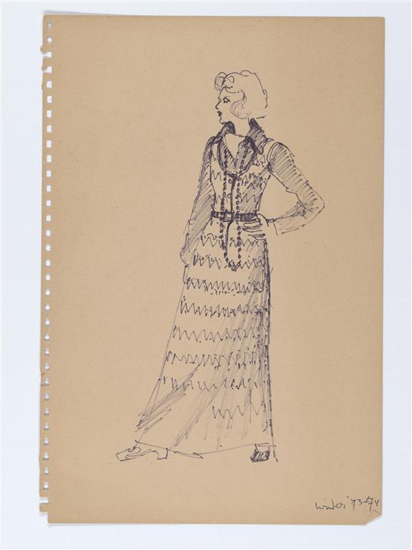 Modetekening van hemdjurk en blouse