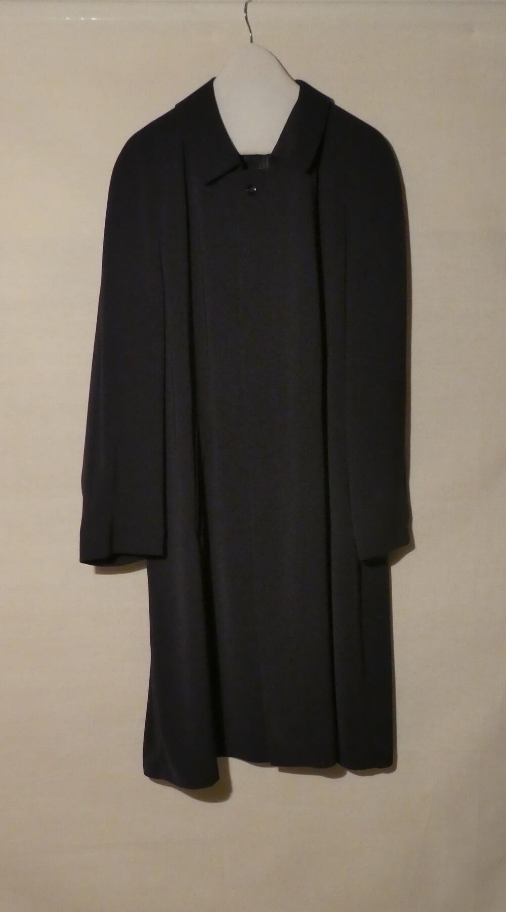 Overjas (man) van donkerblauwe (marine) polyester in microtwill-weefsel