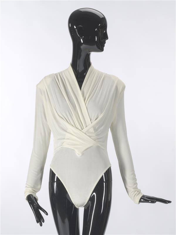 Bodystocking, crèmekleurig synthetisch tricot
