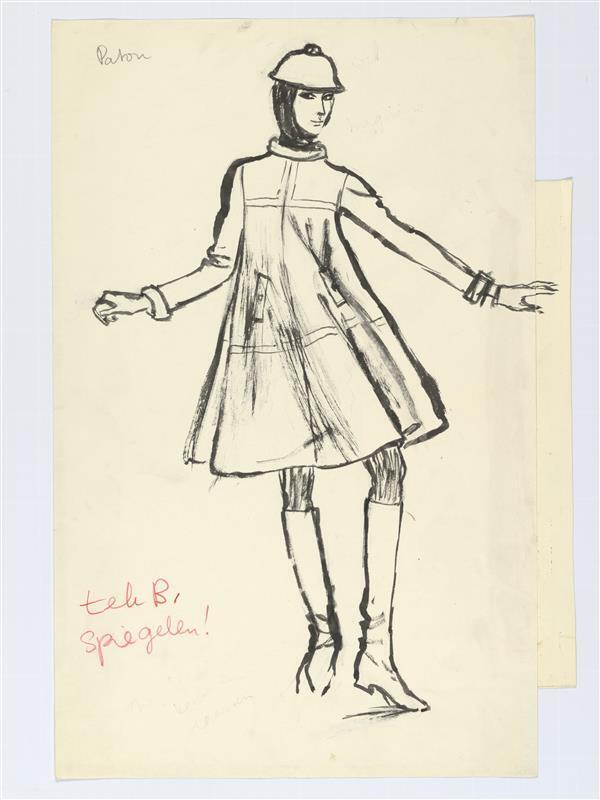 Modetekening van jurk Patou