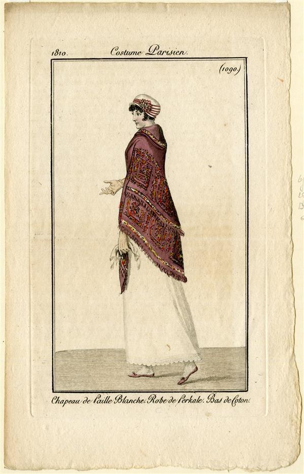 Costume Parisien 'Chapeau de Paille Blanche. Robe de Perkale. Bas de Coton'