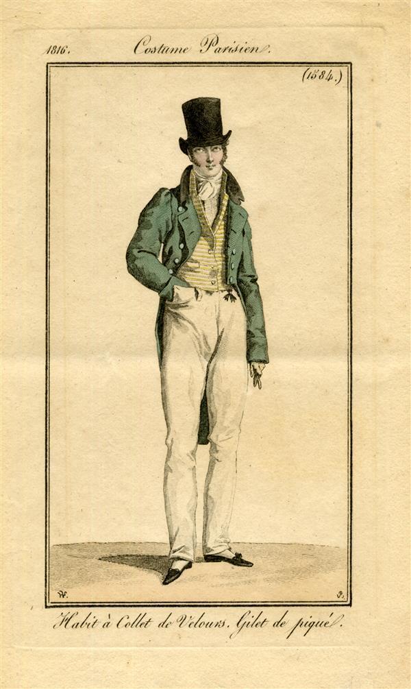 Costume Parisien, 'Habit à collet de velours Gilet depiqué'