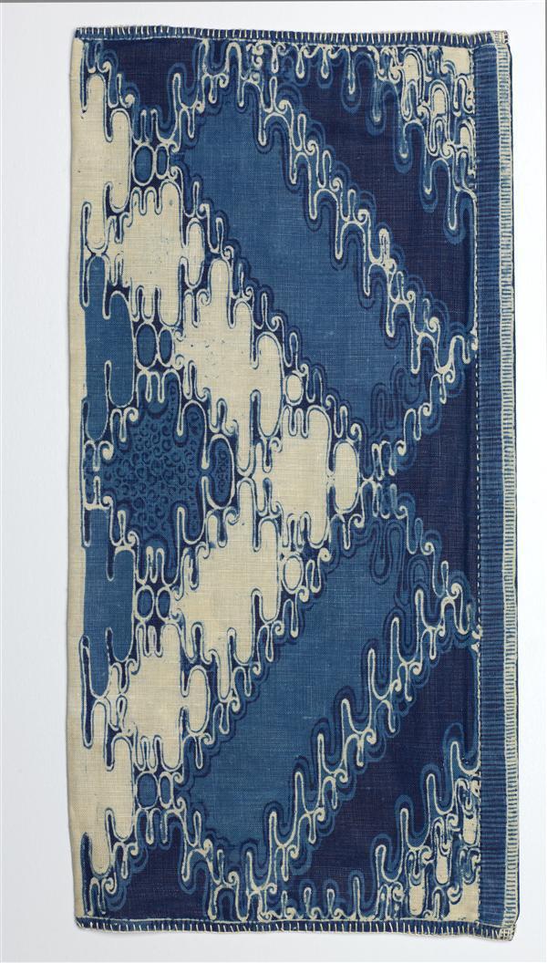 Sachet van katoen met batikornament in twee tinten blauw