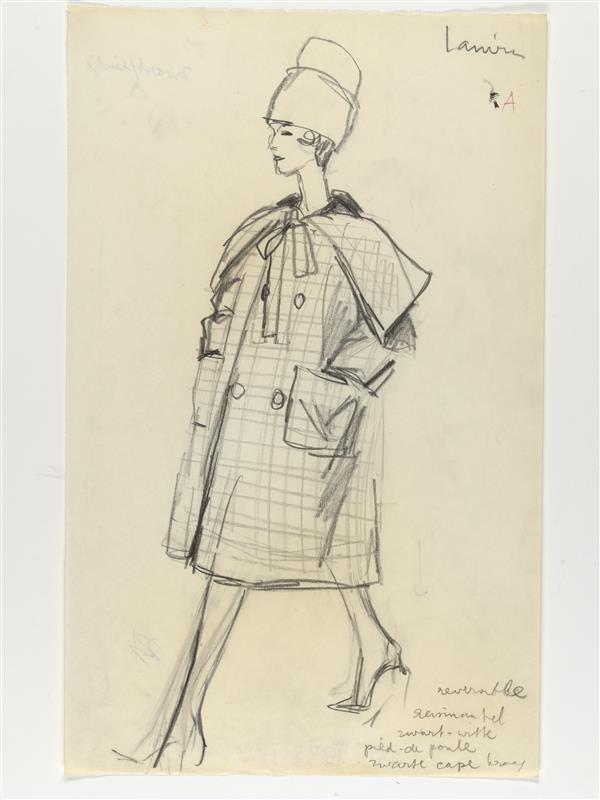 Modetekening van mantel Lanvin