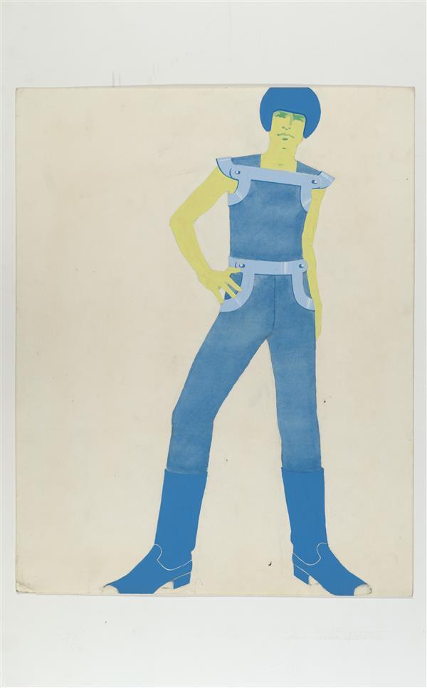 Ontwerptekening van blauw mannenpak