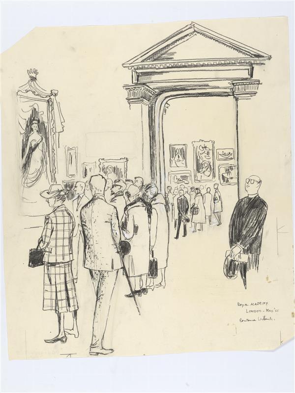 Illustratie van twee zalen in de Royal Academy