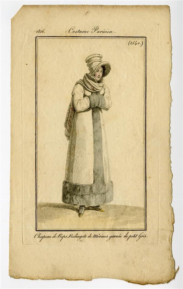 Costume Parisien 'Chapeau de Reps. Redingote de Mérinos garnie de petit Gris'