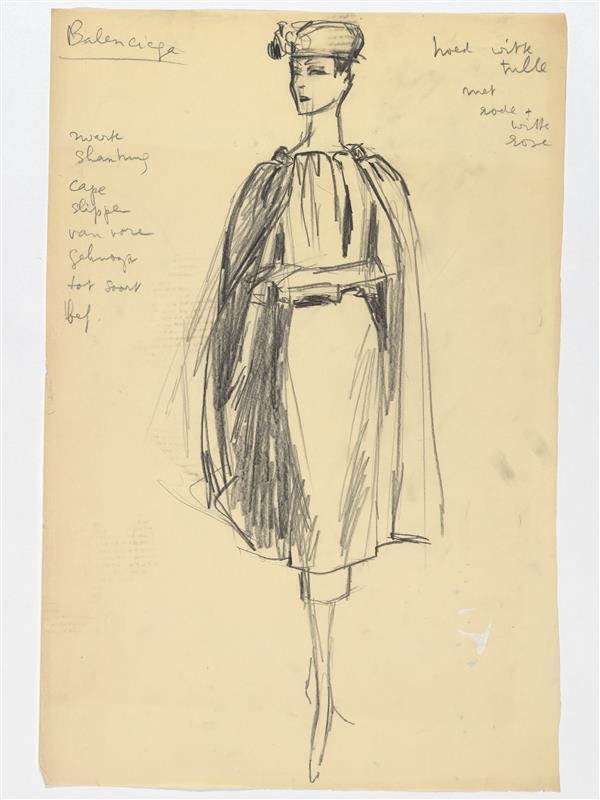 Balenciaga - tuniek (van zwarte shantung met cape)