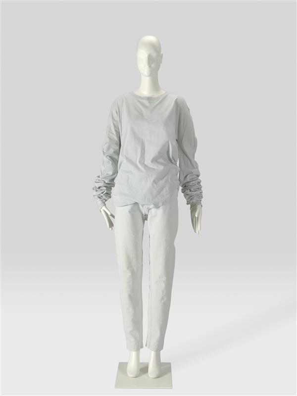 Sweat shirt, turquoise katoen, met extra lange mouwen, te plooien over armen