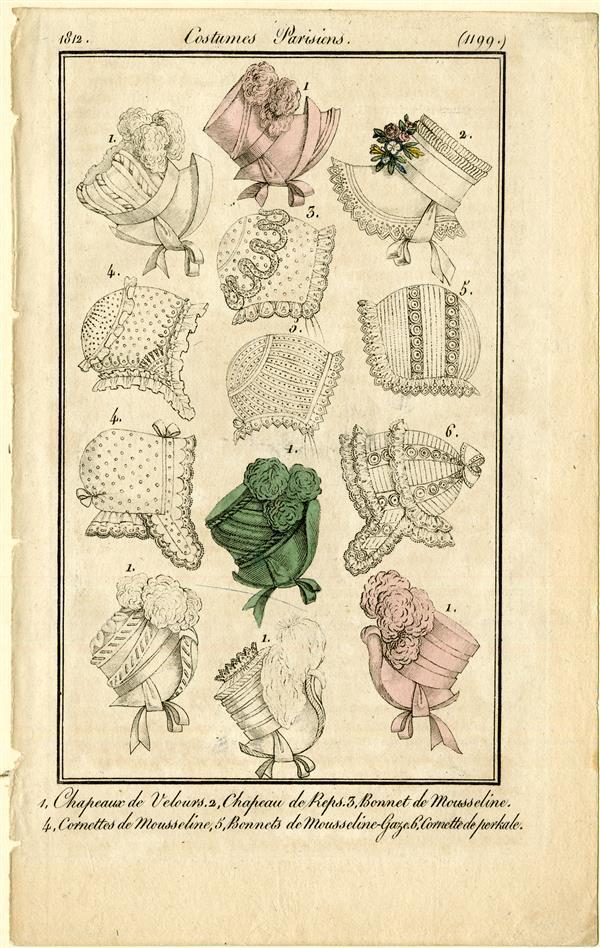 Costumes Parisiens '1. Chapeaux de Velours. 2. Chapeau de Reps. ...'