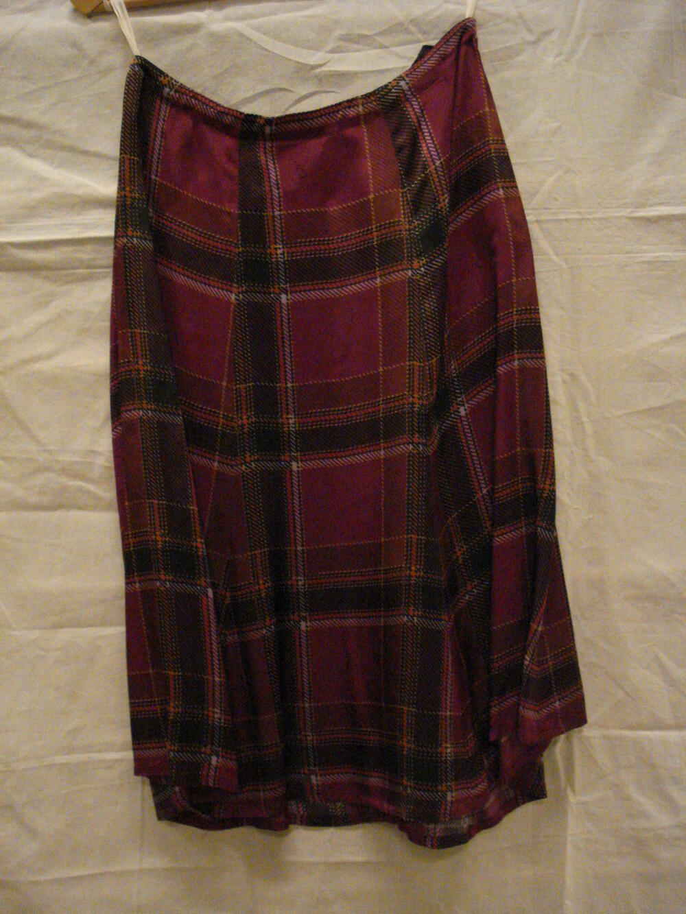 Rok, gerend model van paars en bruin geruite rayon