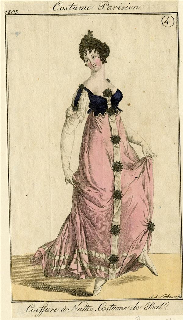 Costume Parisien 'Coeffure à Nattes. Costume de Bal'