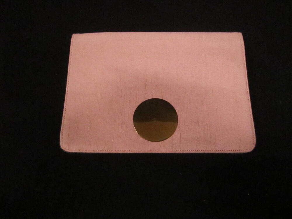 Tasje, roze halflinnen met spiegeltje