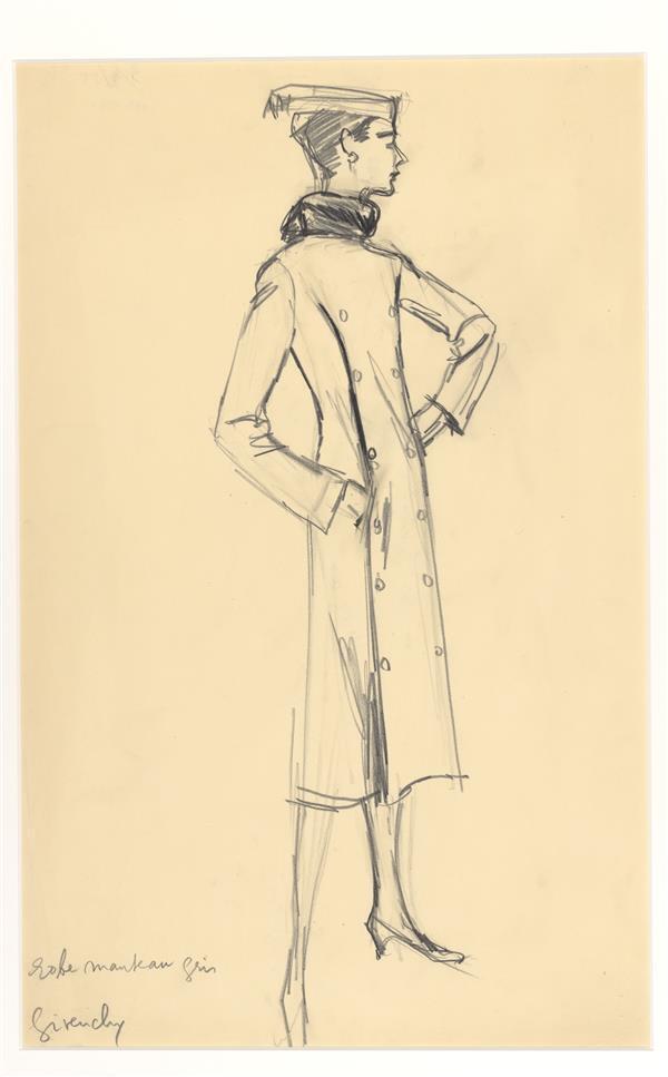 Hubert de Givenchy - robe manteau (van grijze flanel)