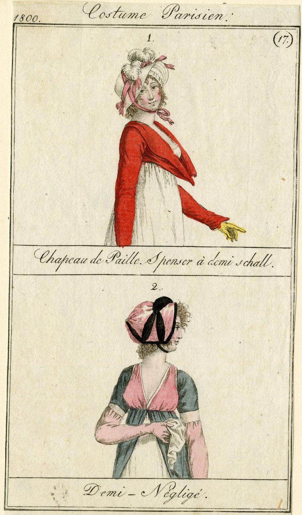Costume Parisien 'Chapeau de paille. Spencer à demi schall. Demi-Negligé'