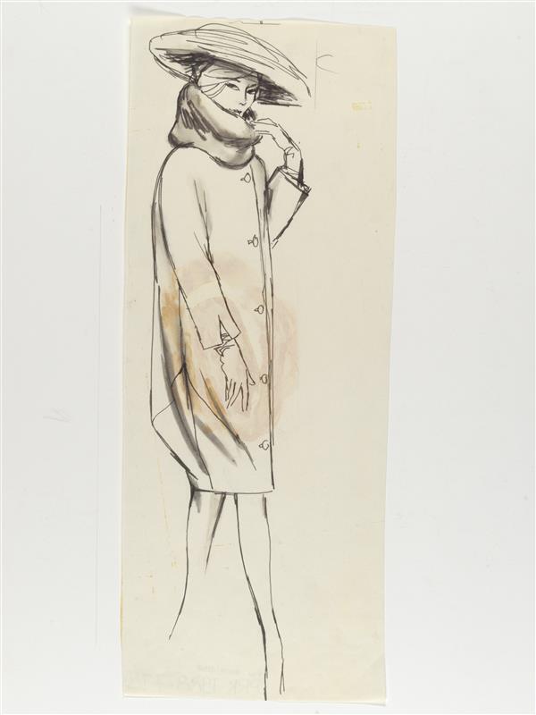 Modetekening van mantel Madame Grès