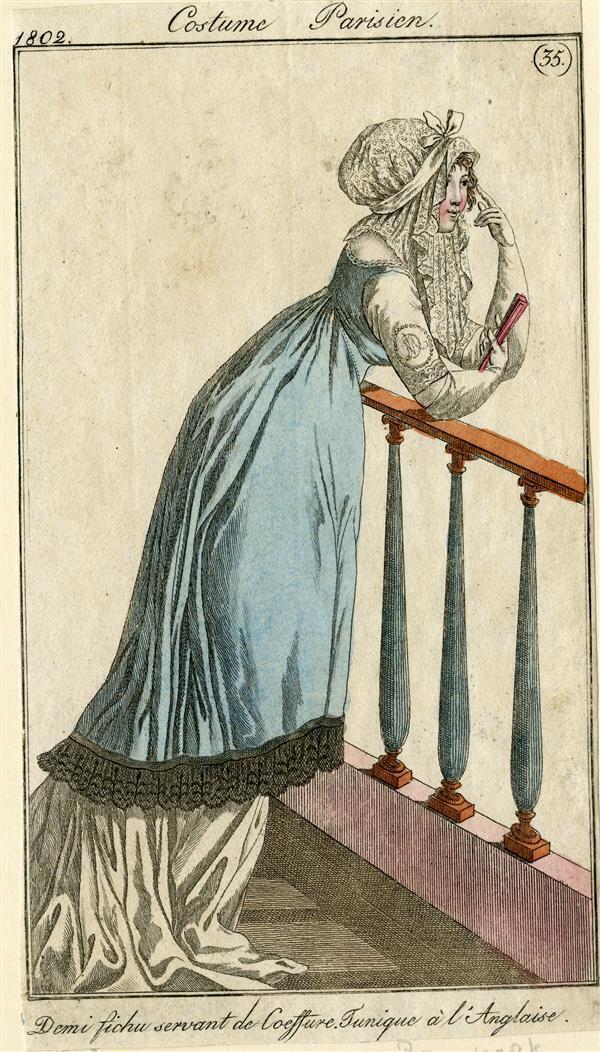 Costume Parisien 'Demi fichu servant de Coeffure. Tunique à l'Anglaise'